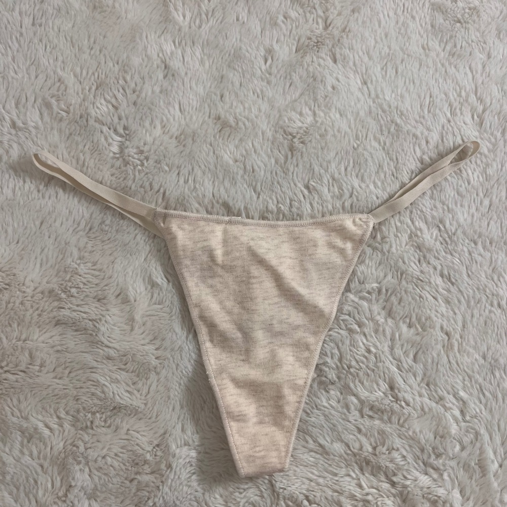 Skims Cotton Jersey Dipped Thong Heather Oatmeal Beige XS NWOT Loungewear Basics